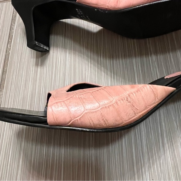 Vintage Glacee sandal mules heels crocodile embossed leather Y2K 90s rare - Picture 6 of 9